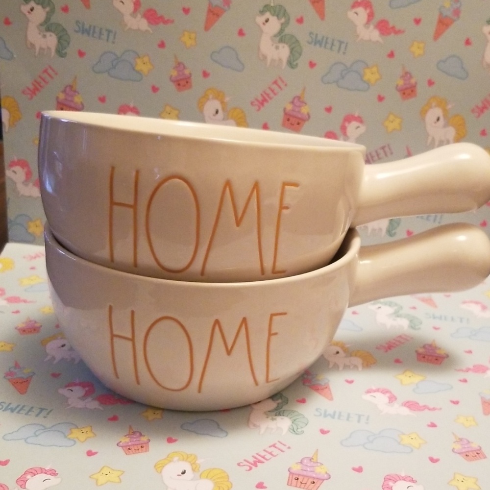 New Rae Dunn set of 2 "HOME" chili soup bowls